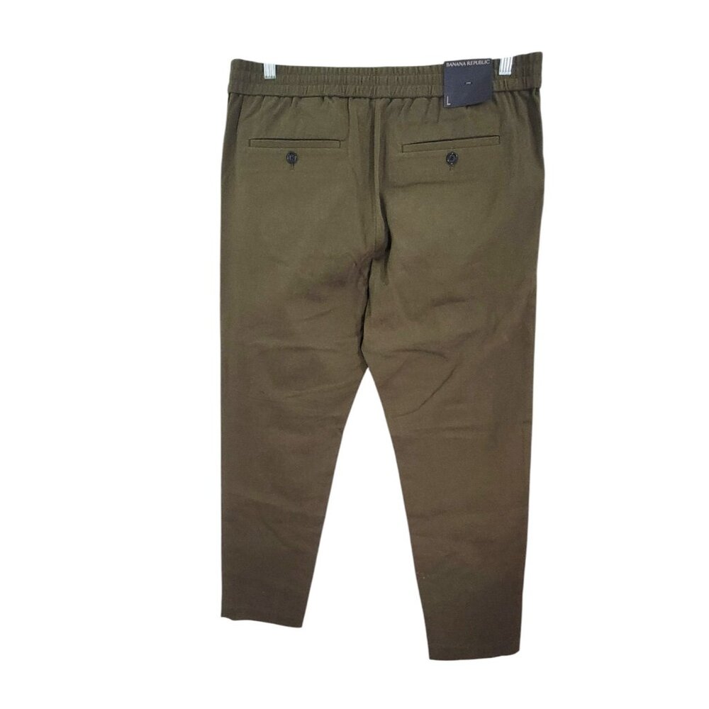 Banana Republic Womens Green Slim Tapered Fit Pants Elastic‎ Waist Size L NWT - Picture 3 of 11
